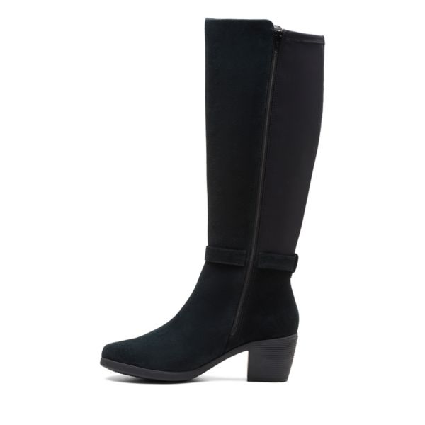 Clarks Womens Un Lindel Hi Knee High Boots Black | UK-326518